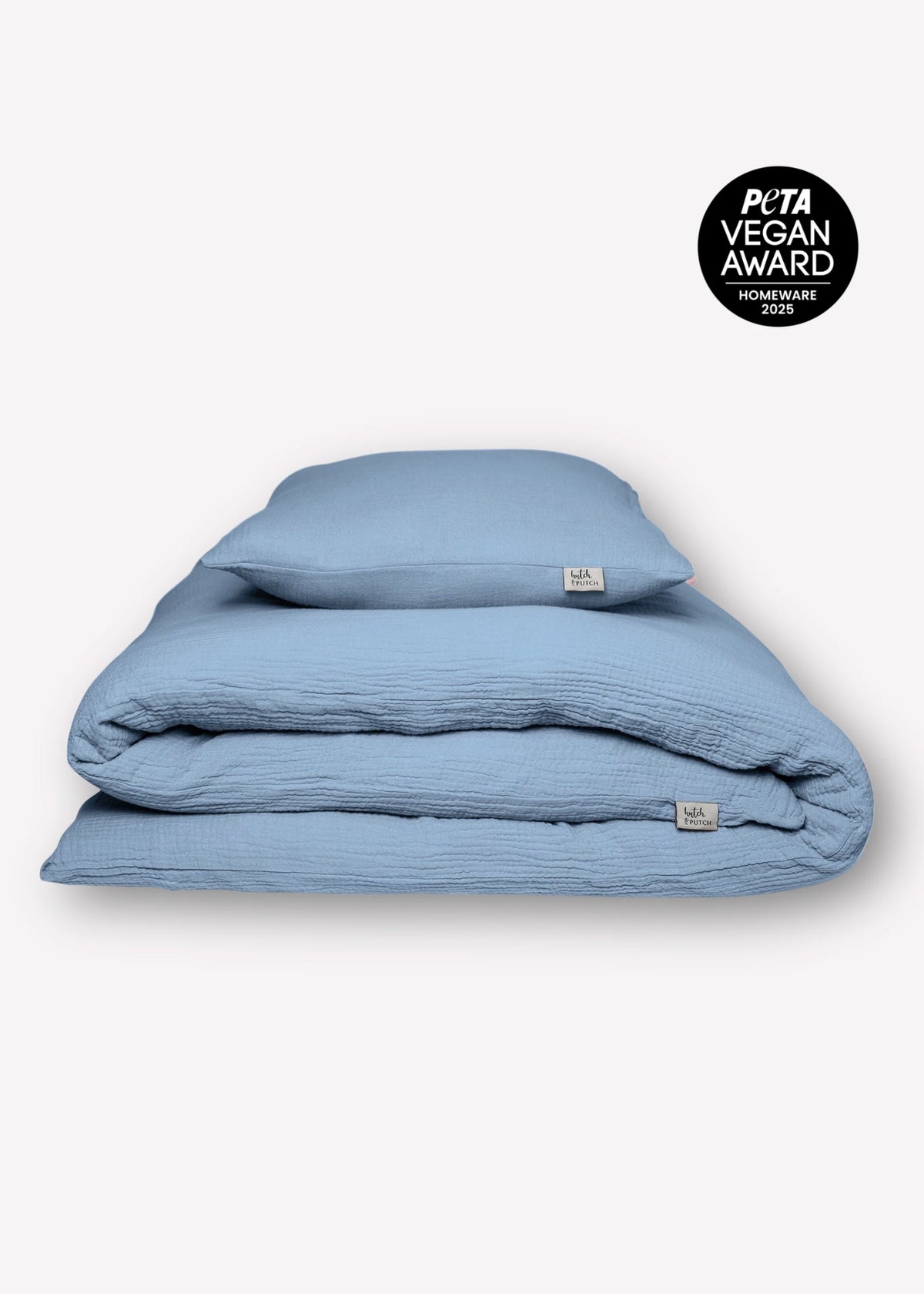 Musselin-Duvetbezug ELIANE dusty blue