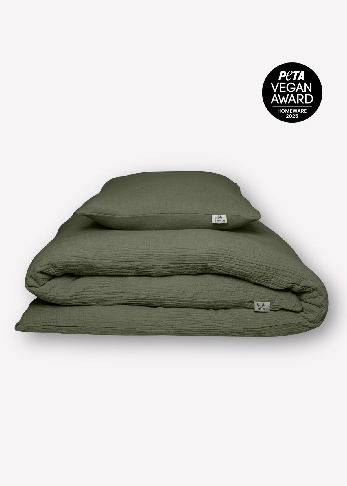 Musselin-Duvetbezug ELIANE olive