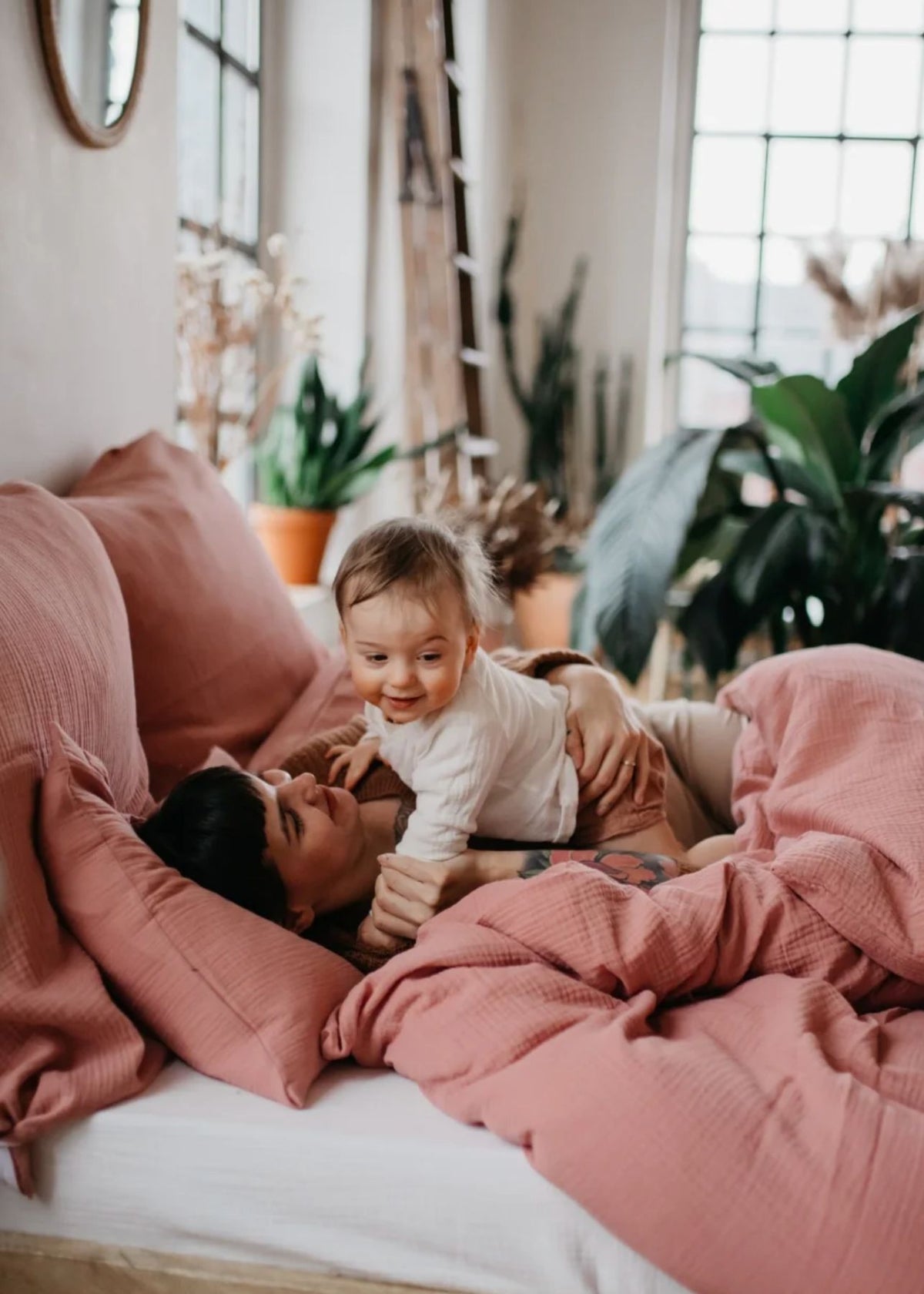 Musselin-Kissenbezug ELIANE dusty rose