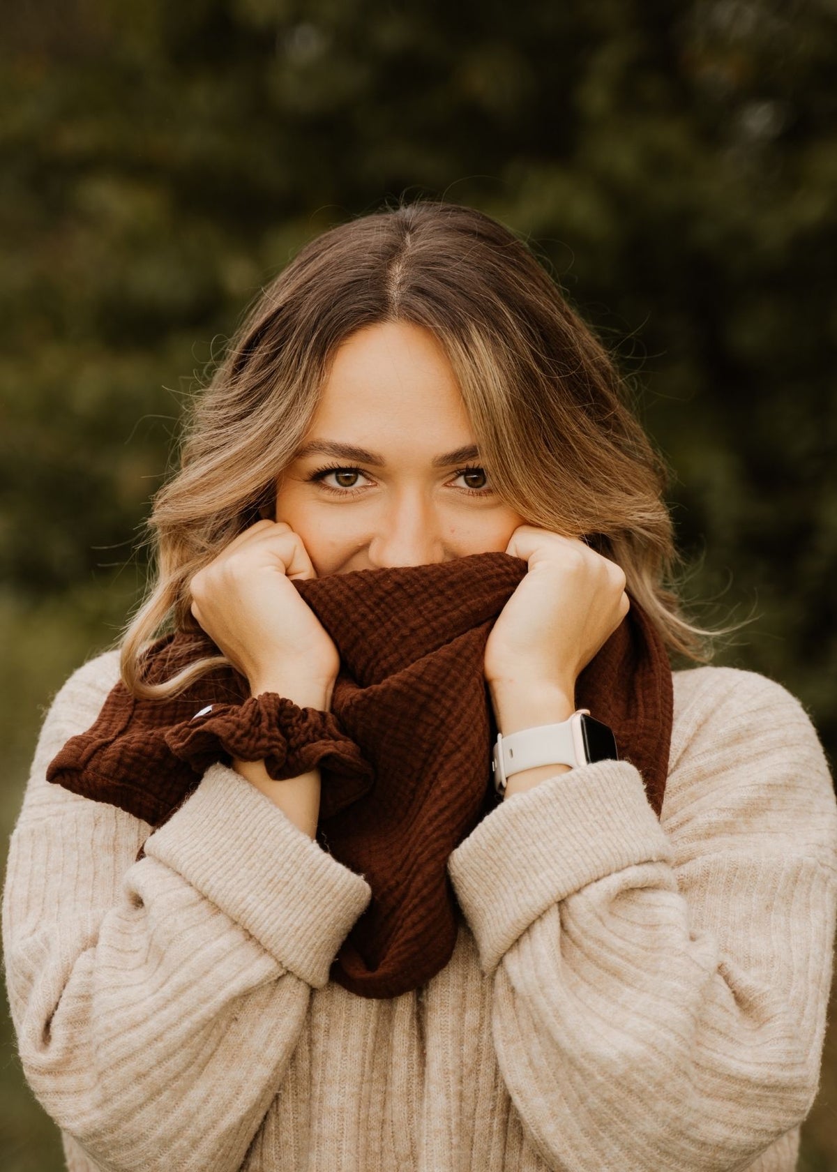 Musselin-Halstuch NIVA dunkelbraun