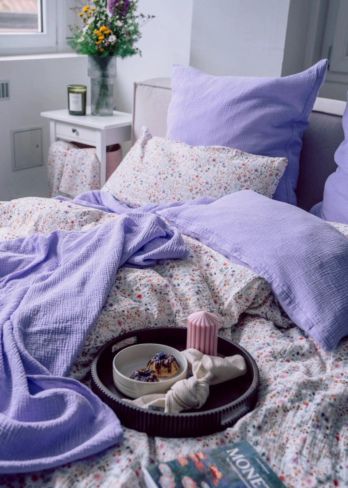 Couverture en mousseline JOSEPHIN lavande