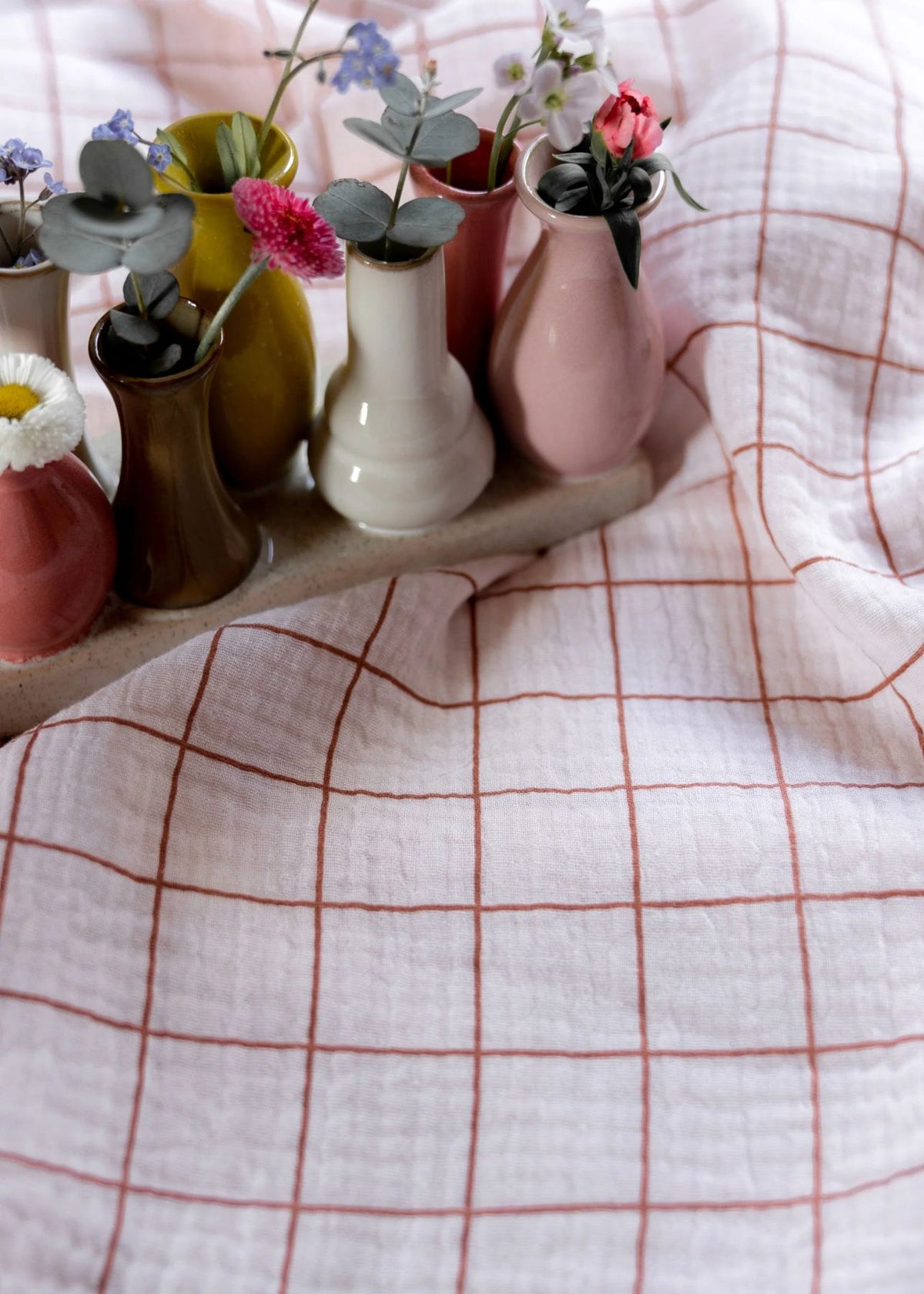 Musselin-Decke JOSEPHIN rosa karo edition