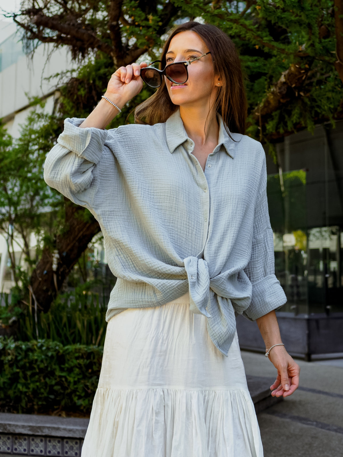 Musselin-Bluse MAJA aquamarine