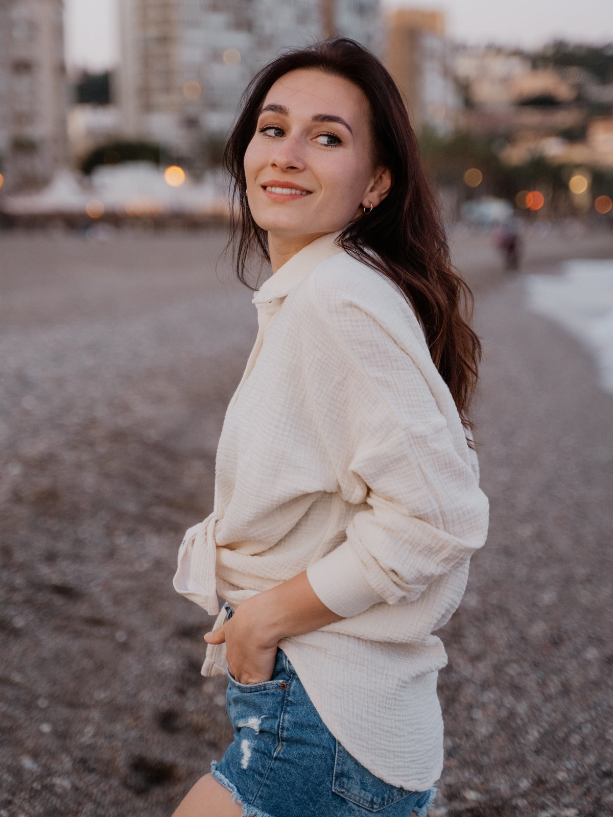 Musselin-Bluse MAJA beige