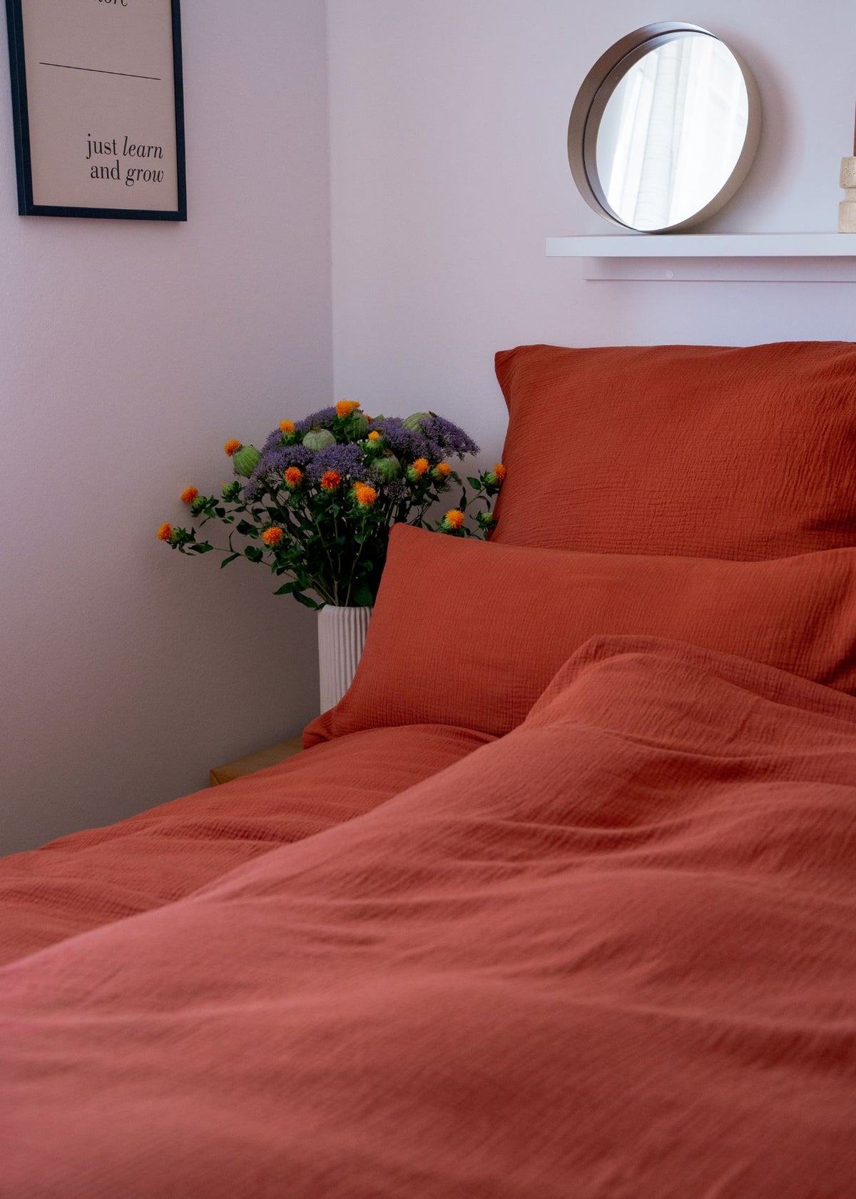 Musselin-Kissenbezug ELIANE kupferrot