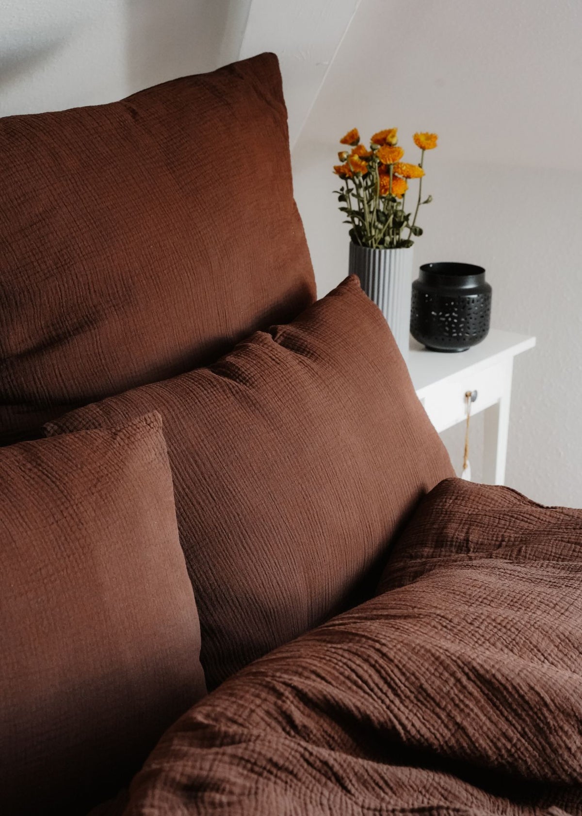 Musselin-Kissenbezug ELIANE chocolate