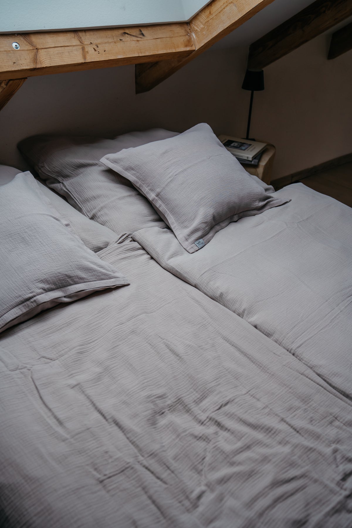 Musselin-Duvetbezug ELIANE stein