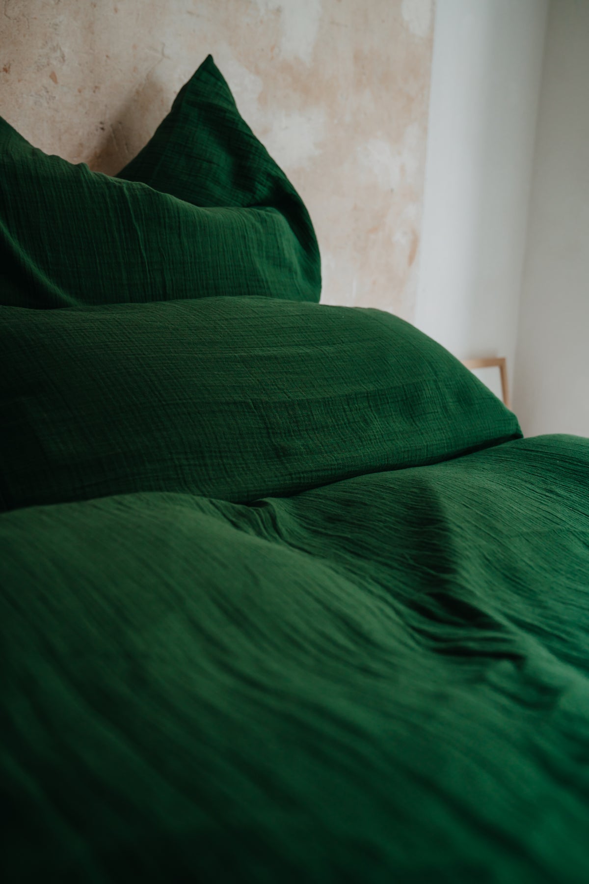 Musselin-Duvetbezug ELIANE tannengrün