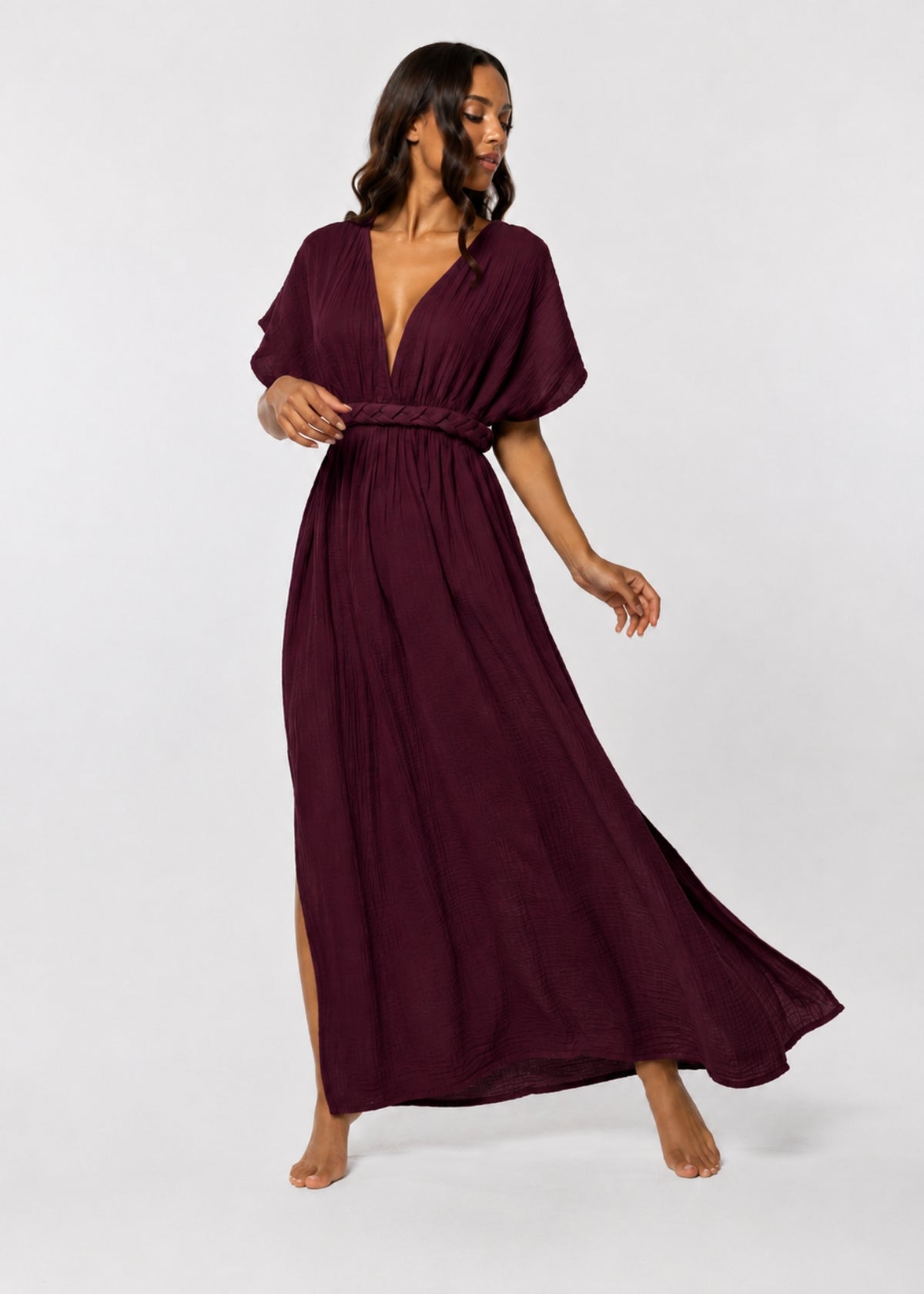 HERA Muslin Dress in Ruby Wine