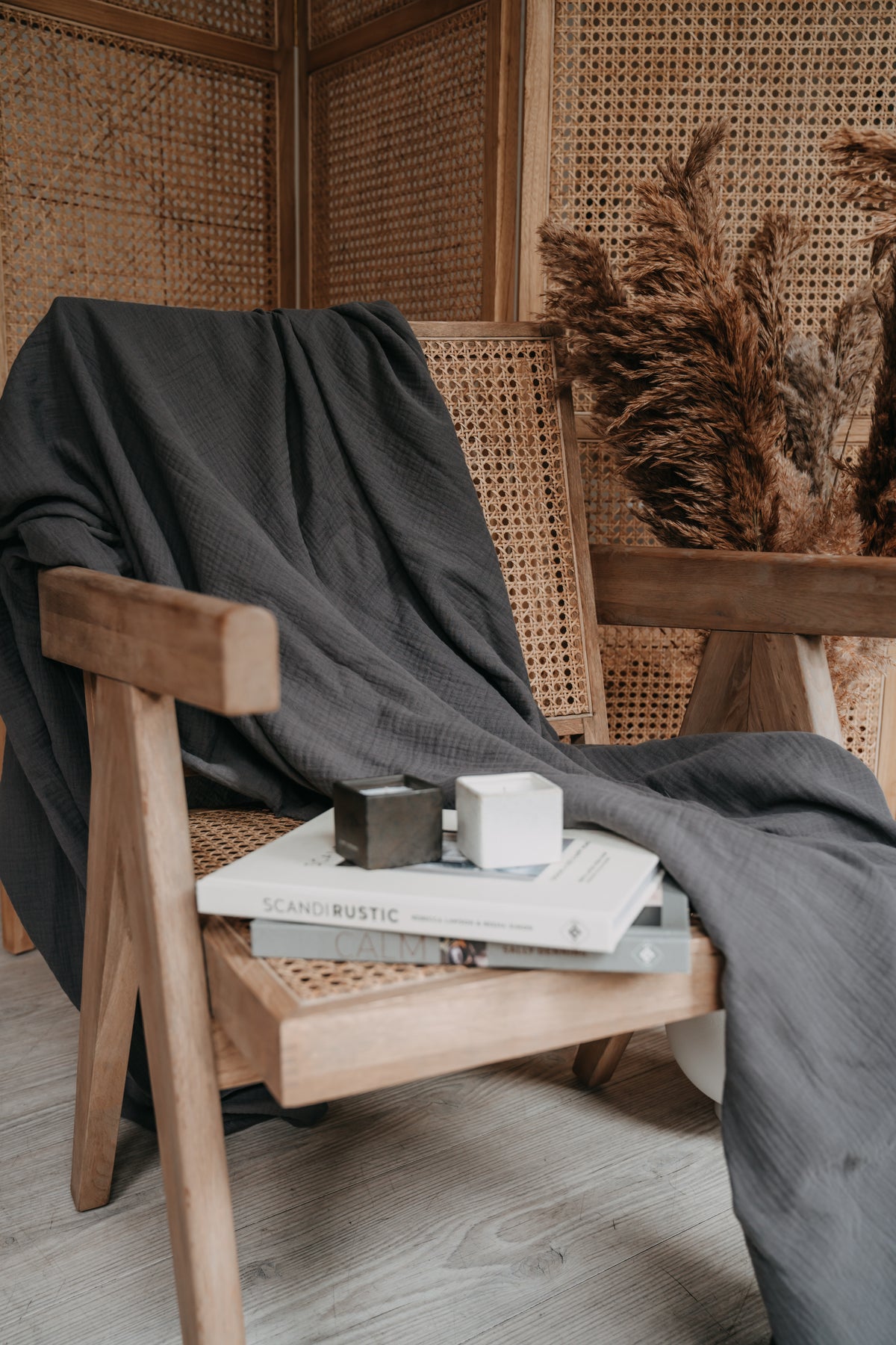 Musselin-Decke JOSEPHIN anthrazit