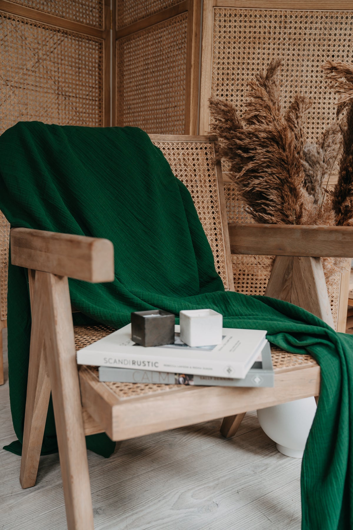 Musselin-Decke JOSEPHIN tannengrün