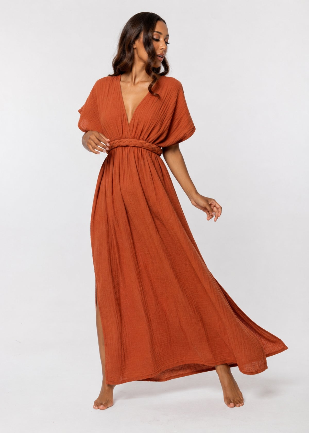HERA Muslin Dress, Terracotta