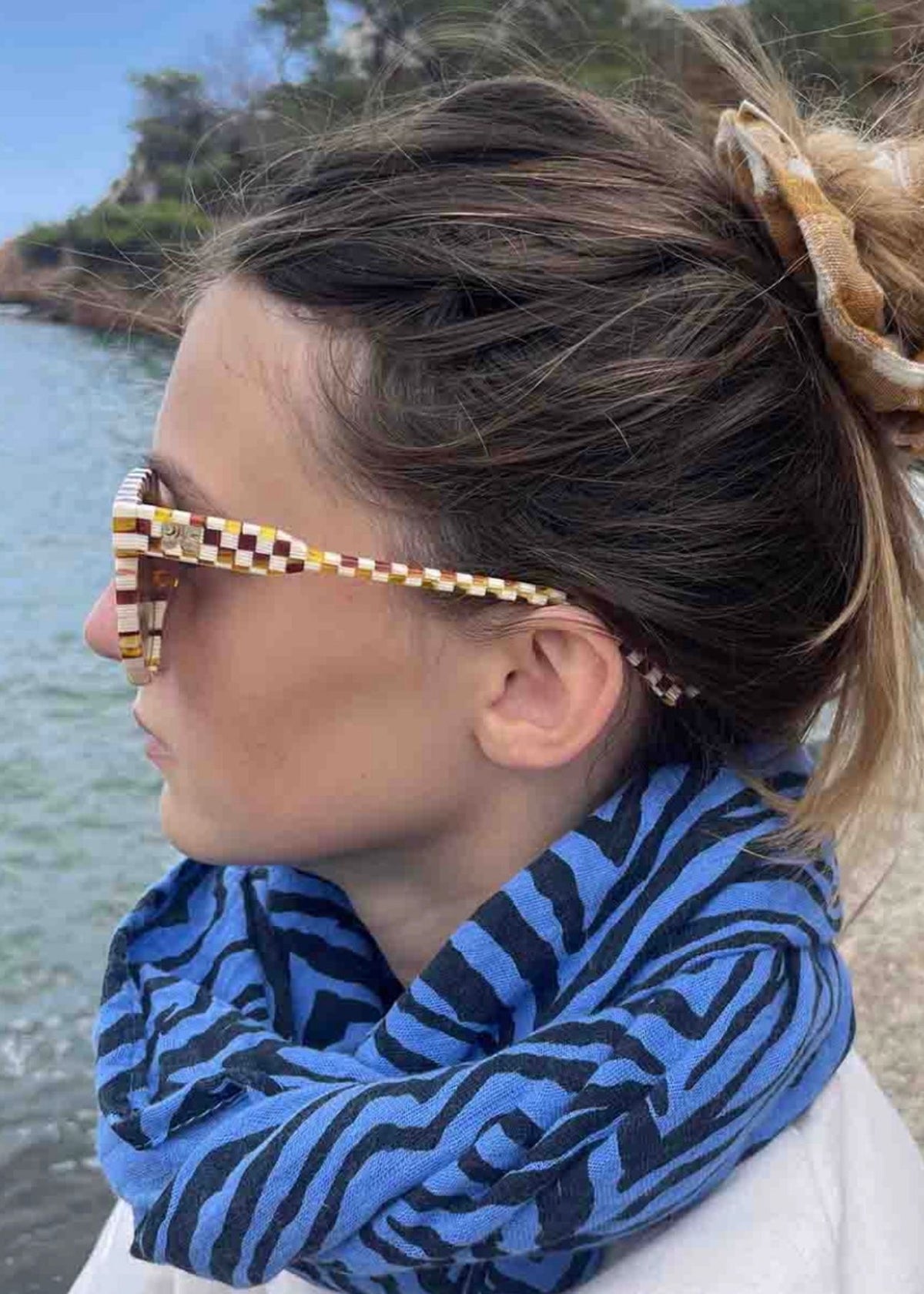 Musselin-Halstuch BIANCA zebrou greek blue