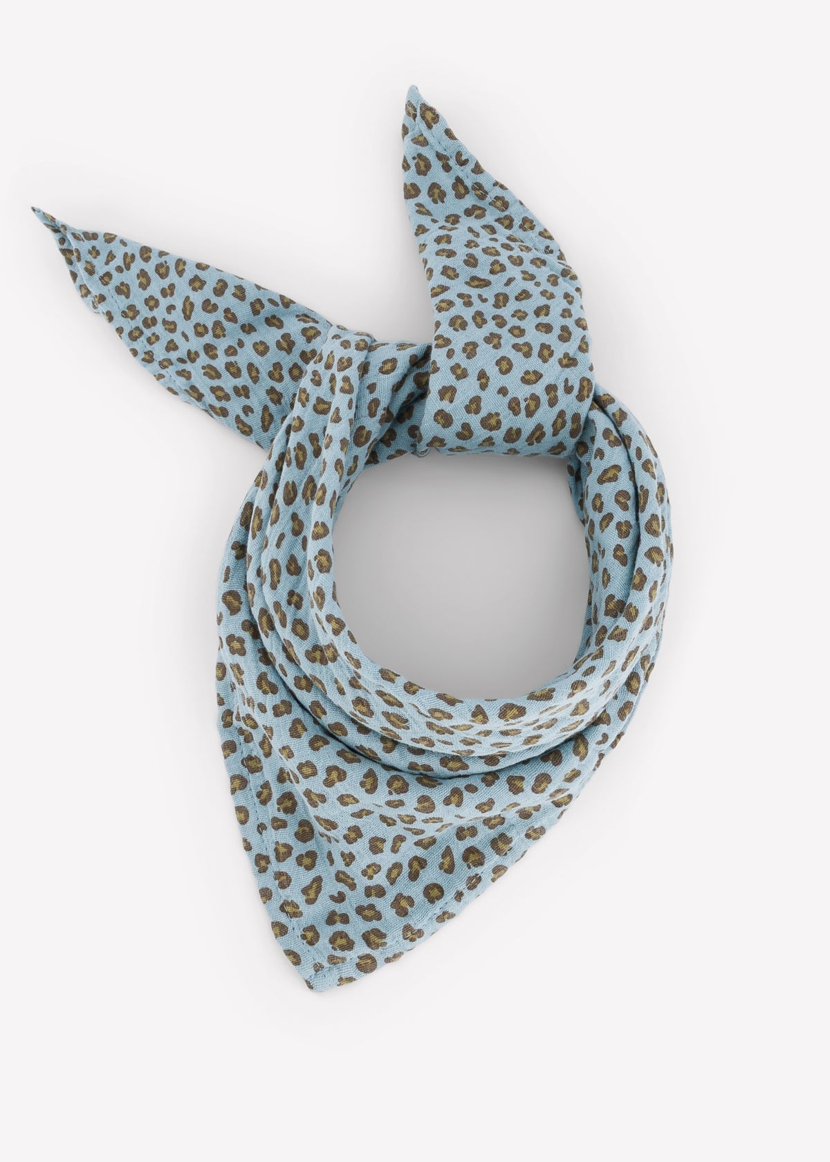 Musselin-Halstuch BIANCA mini leopard blue sky klein