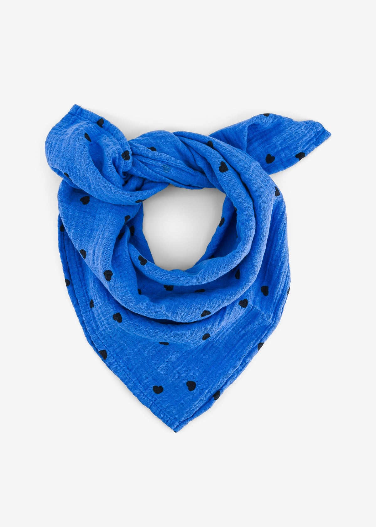 écharpe en mousseline BIANCA coeur greek blue