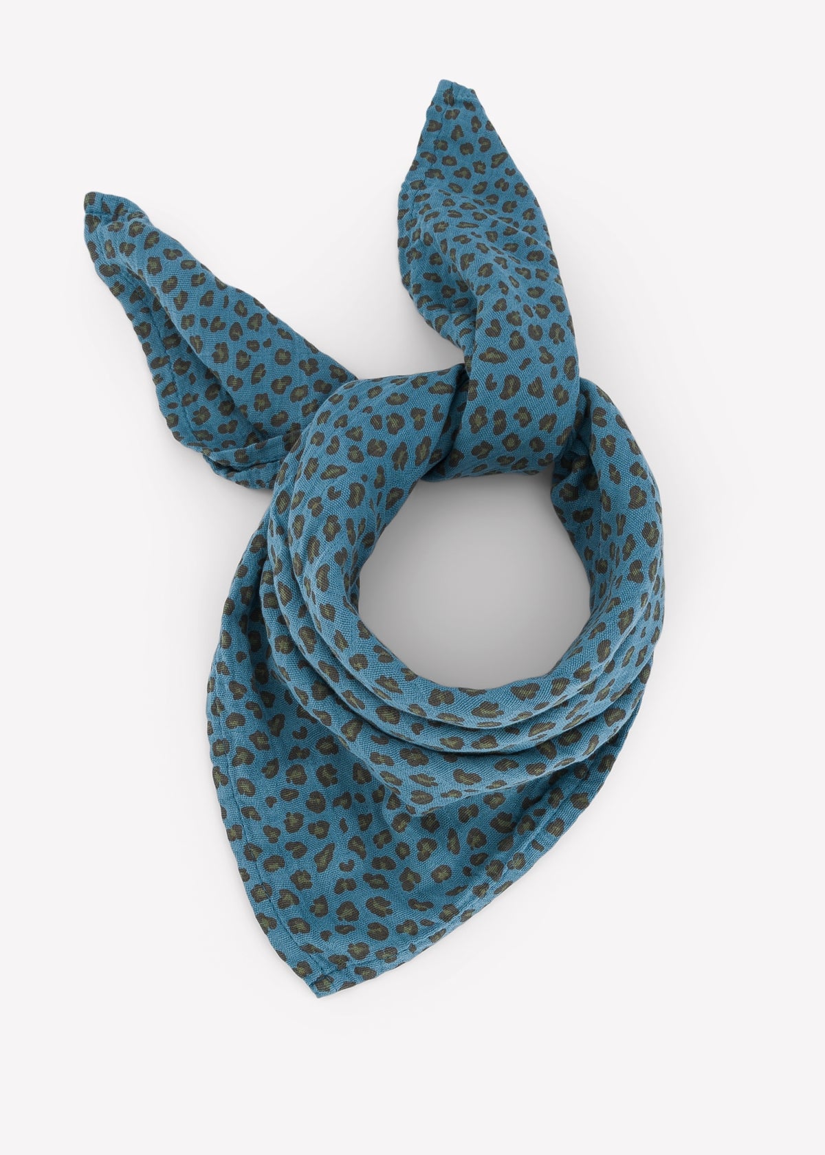 Musselin-Halstuch BIANCA mini leopard blue jean