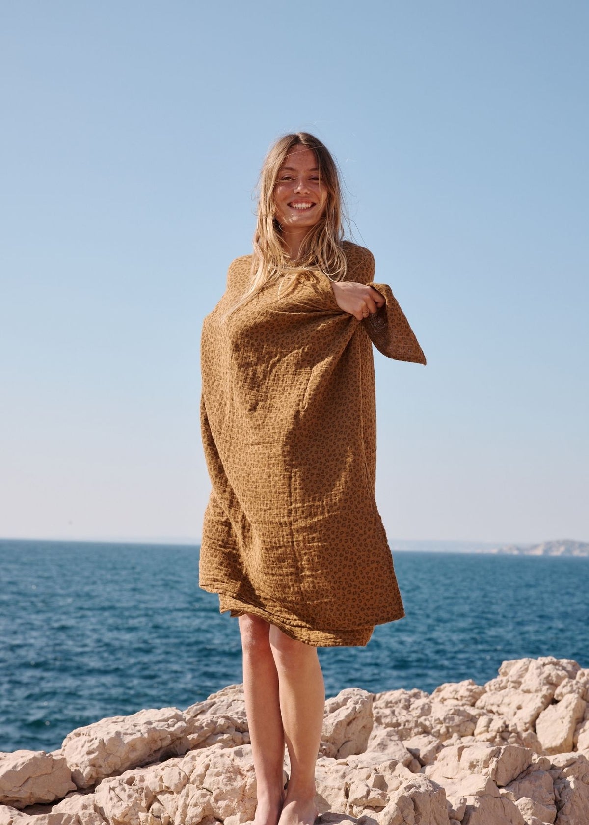 Musselin-Pareo LOUISA mini leopard cumin