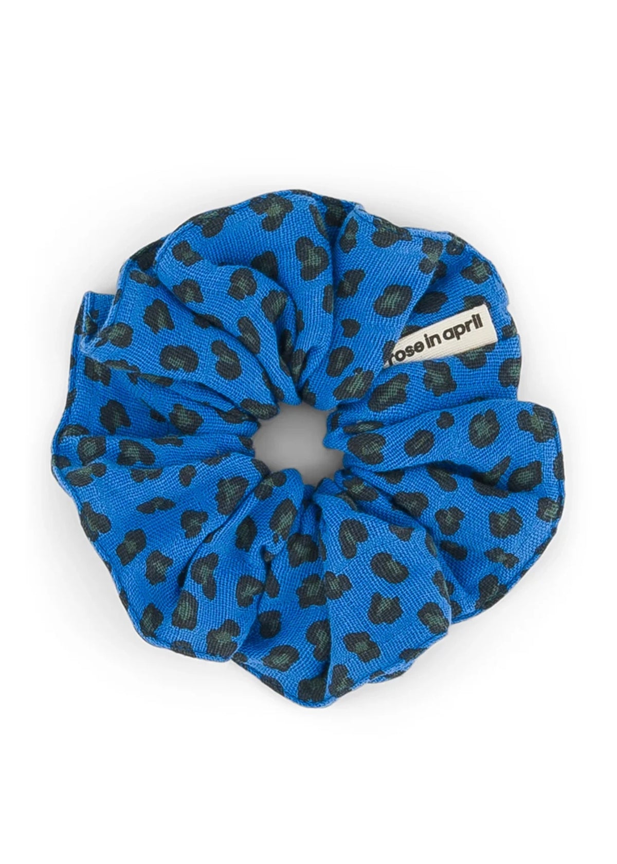 Muslin scrunchie CHOUCHOU mini leopard greek blue