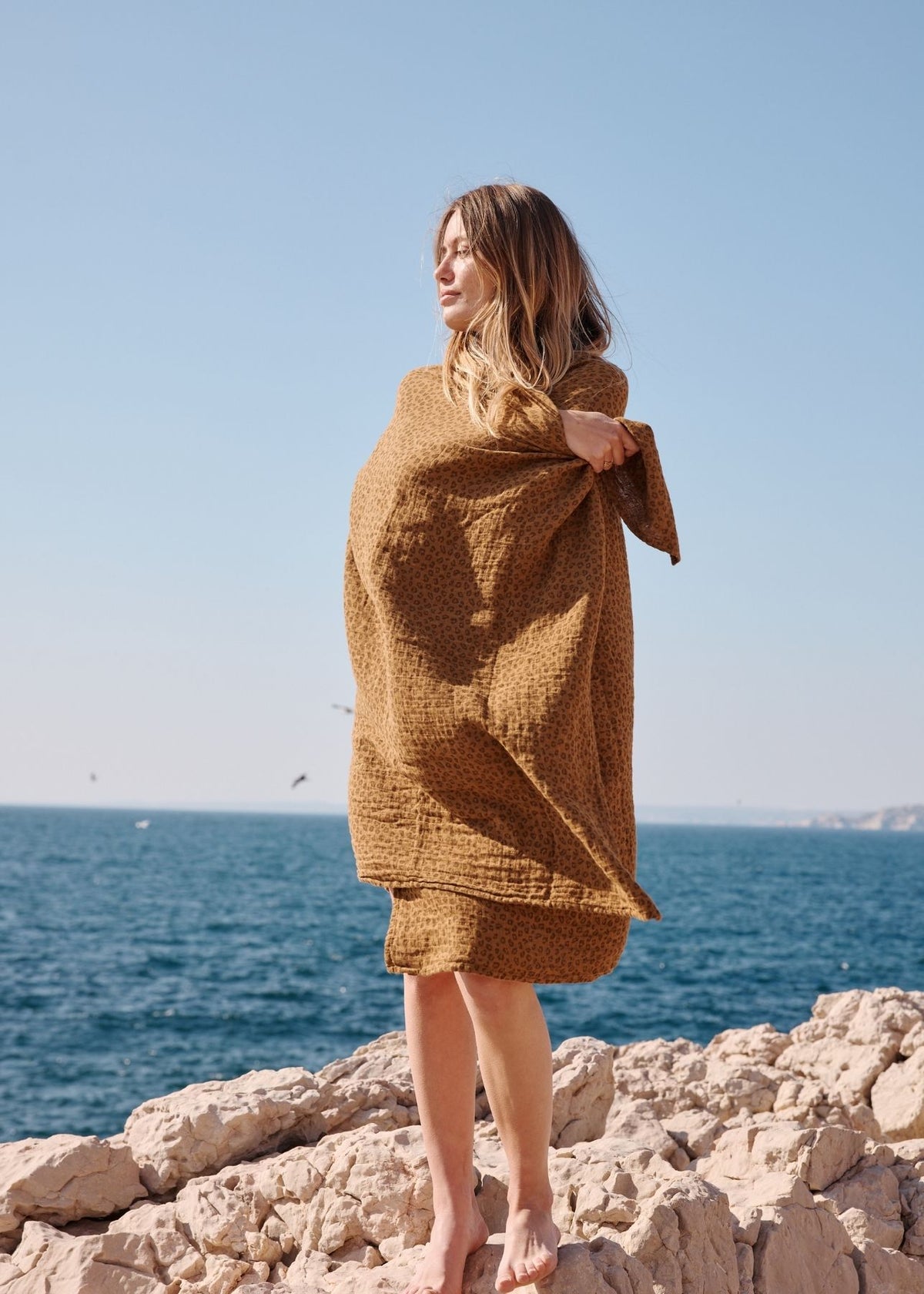 Musselin-Strandtuch LOUISA mini leopard cumin