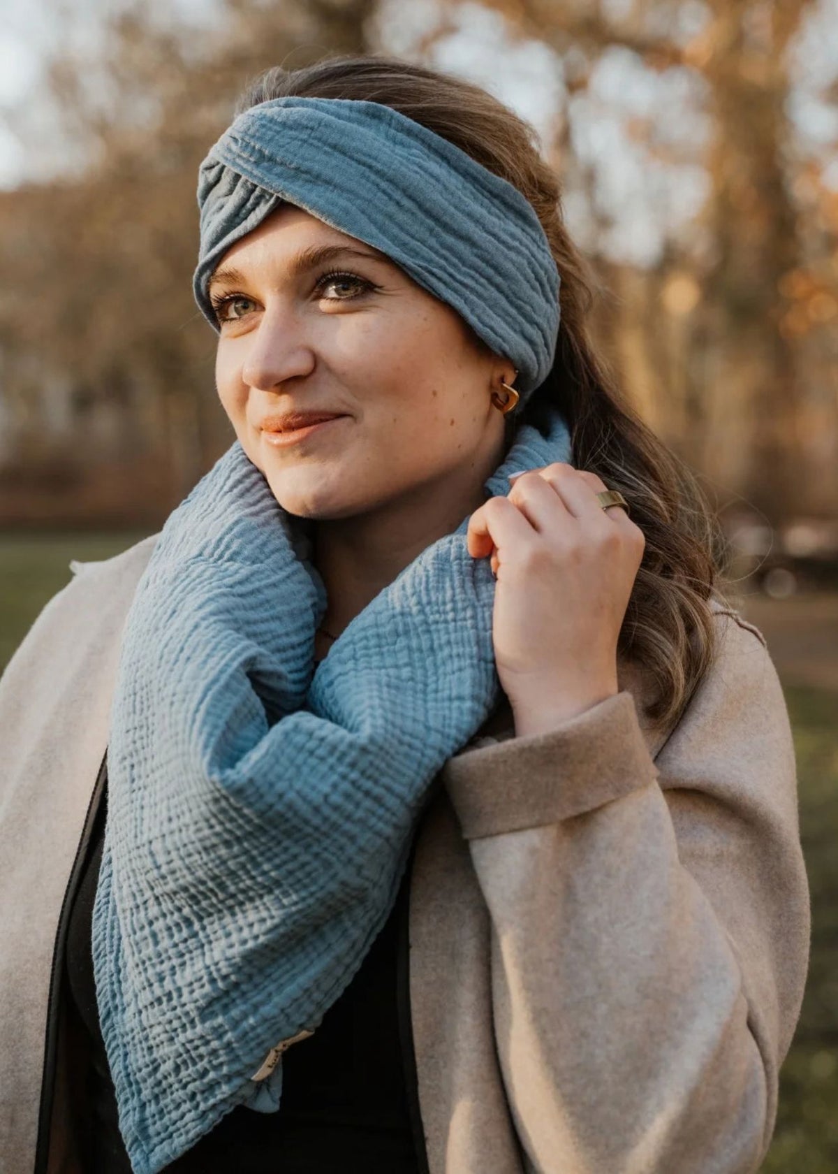 Musselin-Stirnband NOLA dusty blue