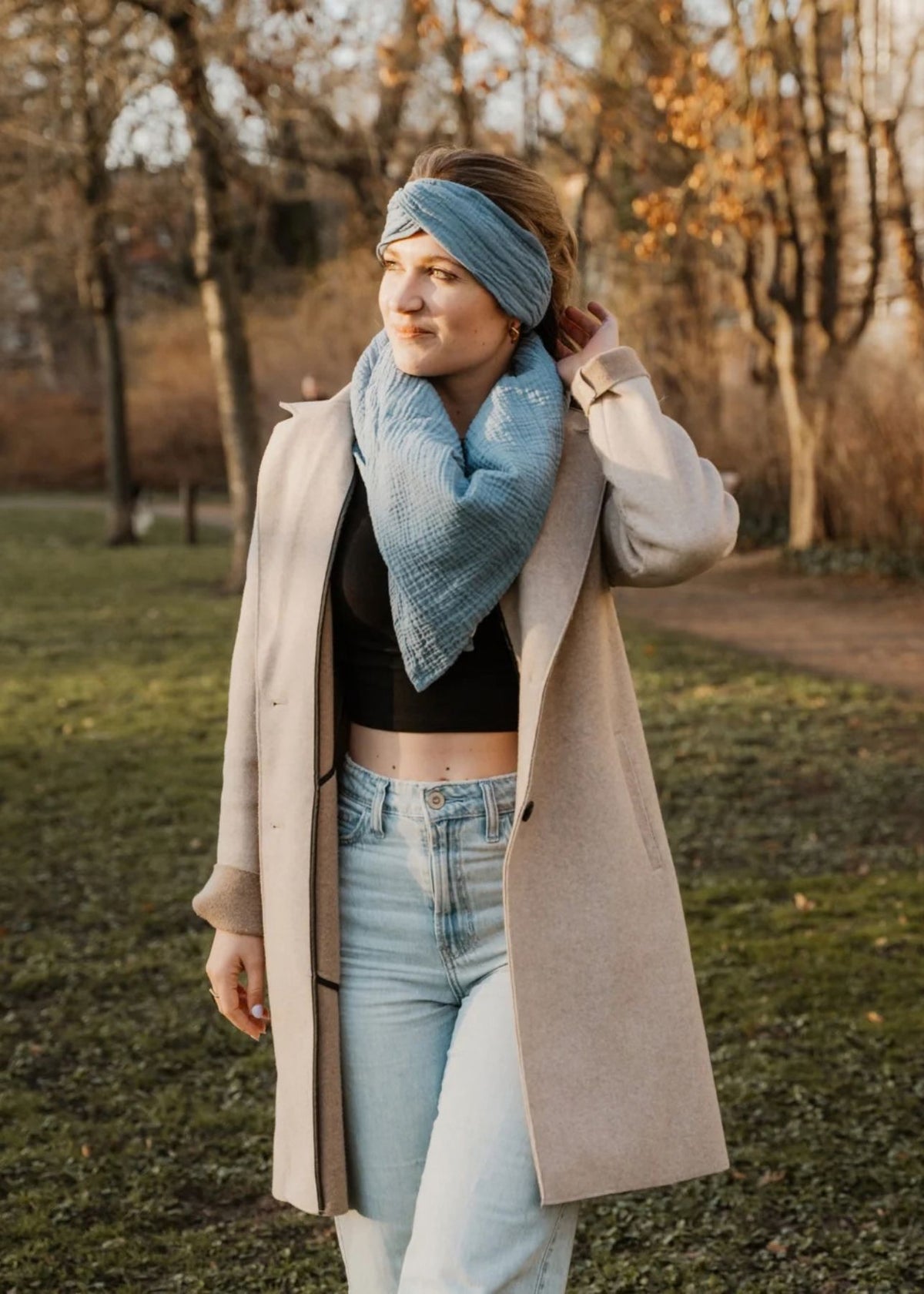 Musselin-Stirnband NOLA dusty blue