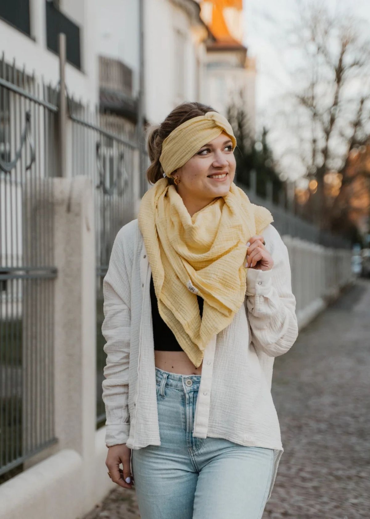 NOLA Soft Yellow Muslin Headband