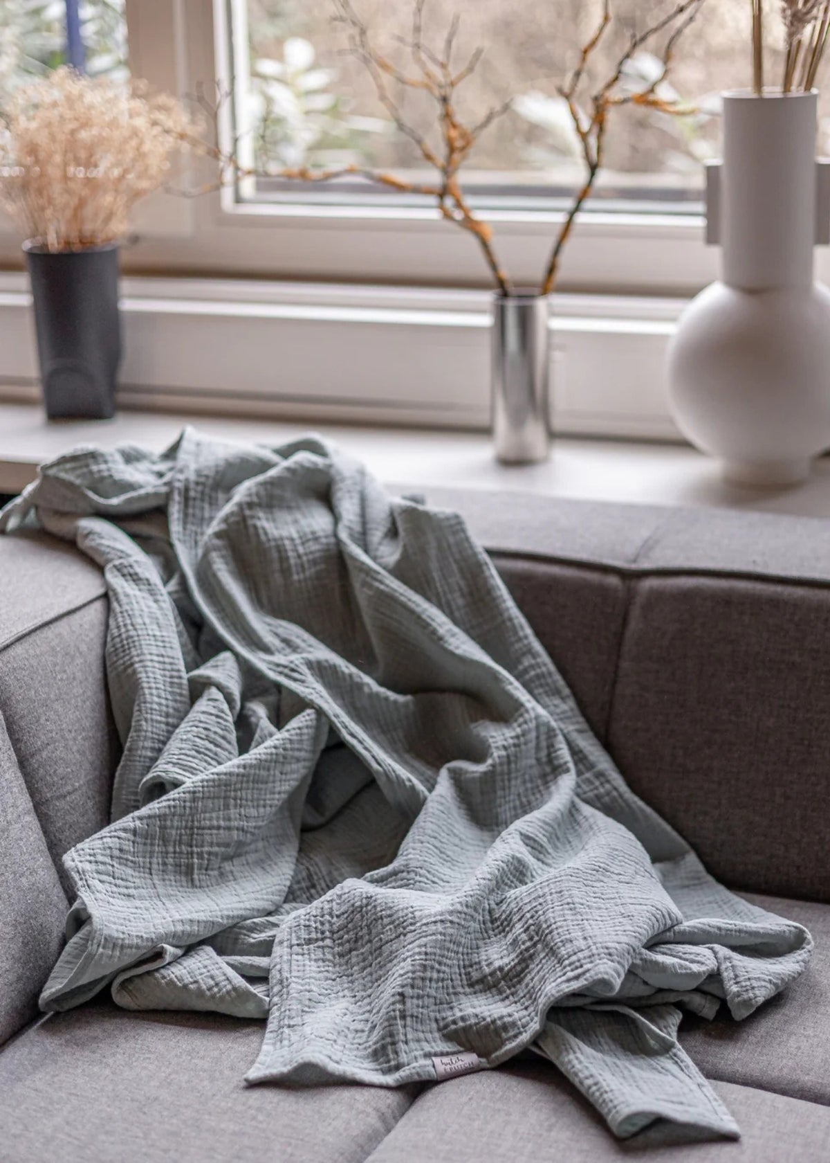 Musselin-Decke JOSEPHIN aquamarine