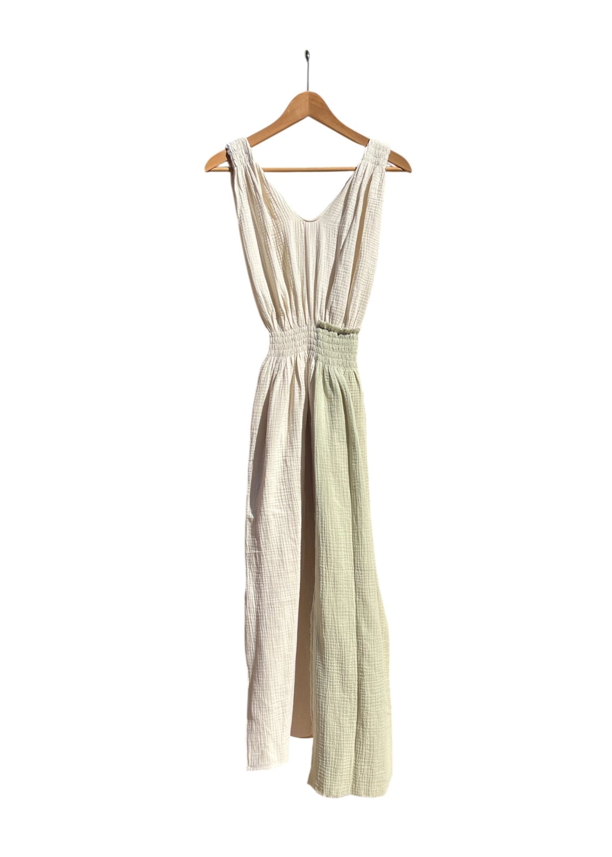 Musselin-Kleid AQUILEA beige & lime