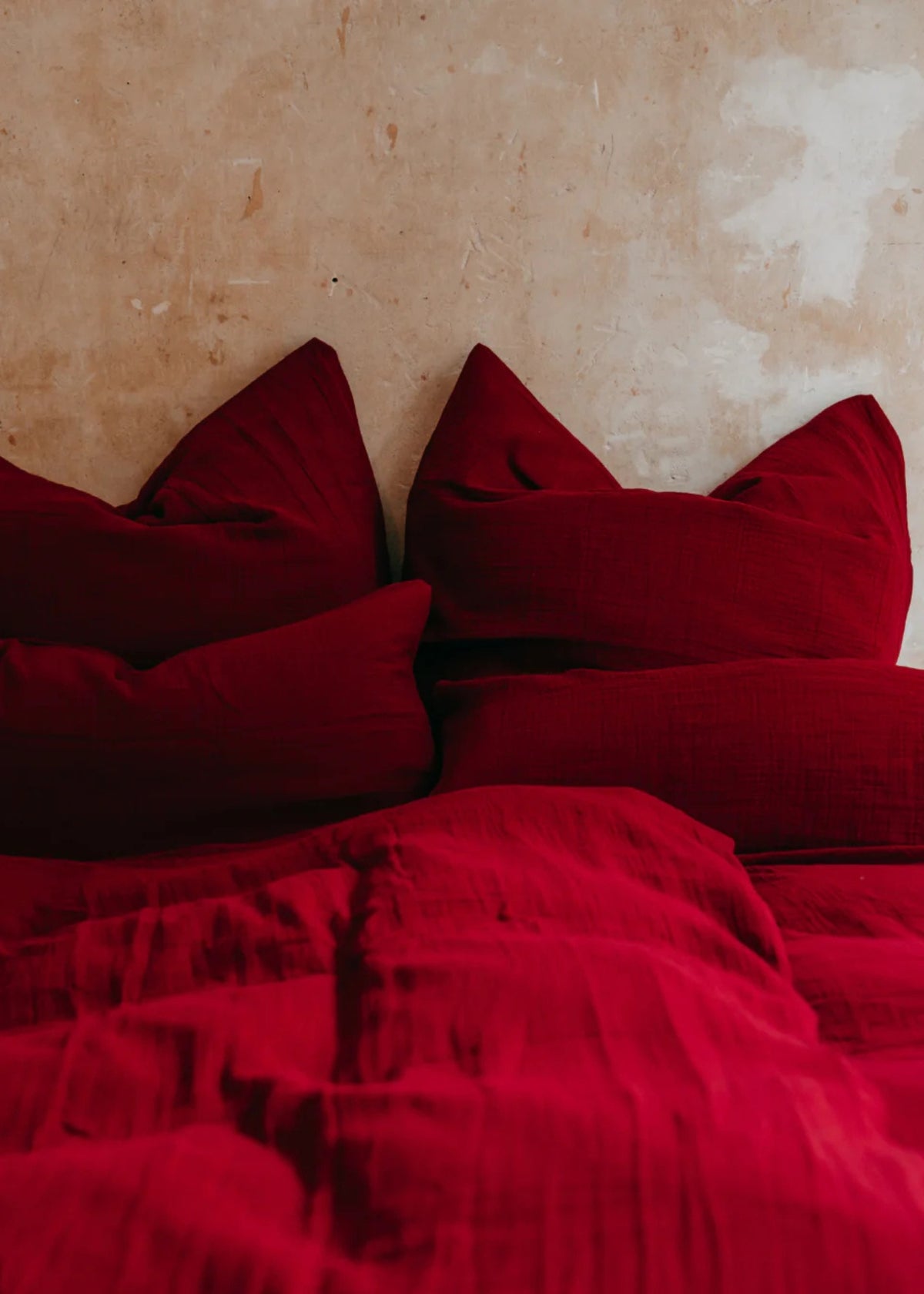 Musselin-Duvetbezug ELIANE cranberry