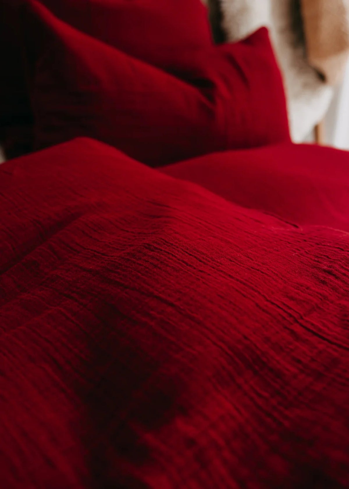 Musselin-Duvetbezug ELIANE cranberry