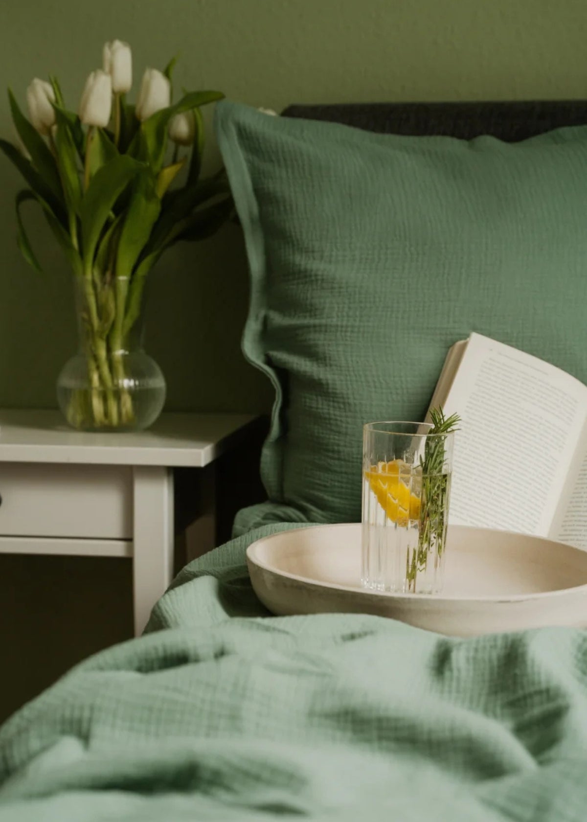 Musselin-Kissenbezug ELIANE eucalyptus