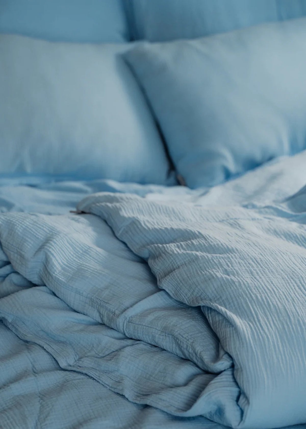 Musselin-Kissenbezug ELIANE hellblau