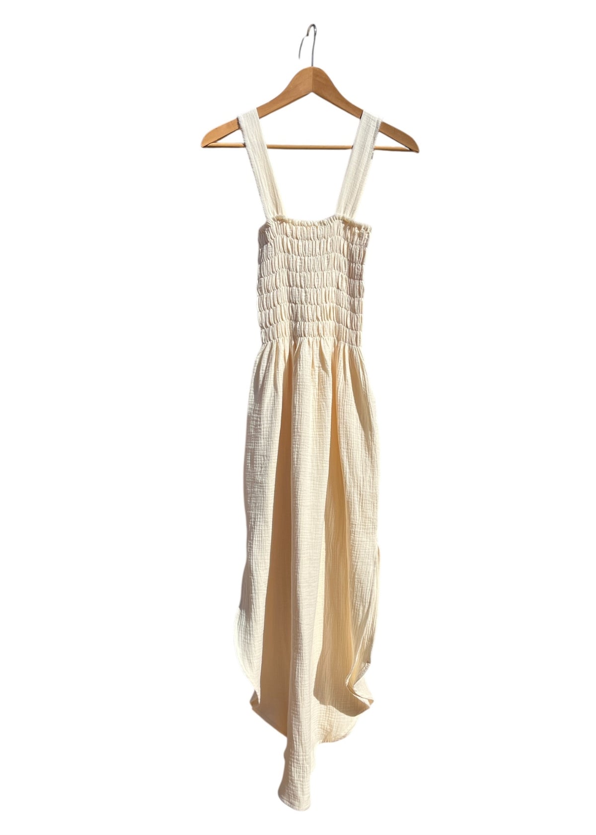 Robe à bretelles en mousseline ALENC beige