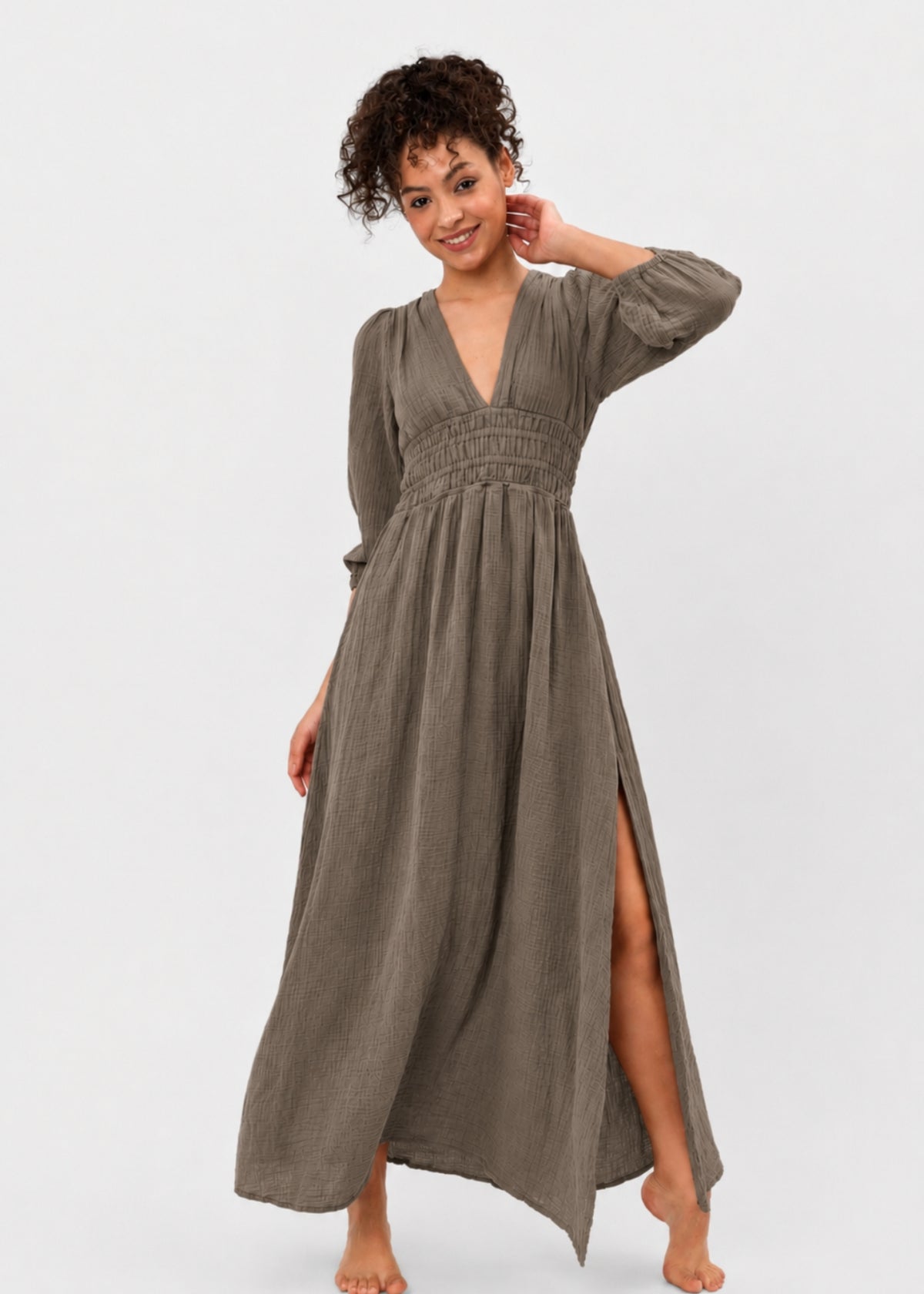 Robe en mousseline YARA brown