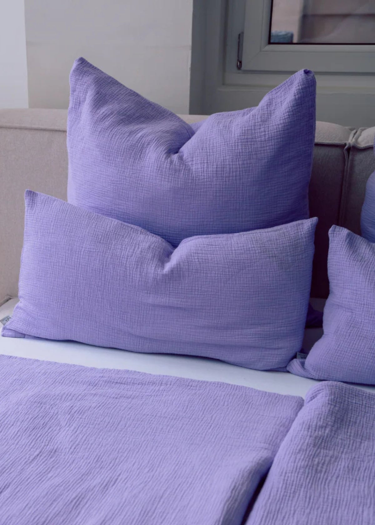 Musselin-Duvetbezug ELIANE lavendel