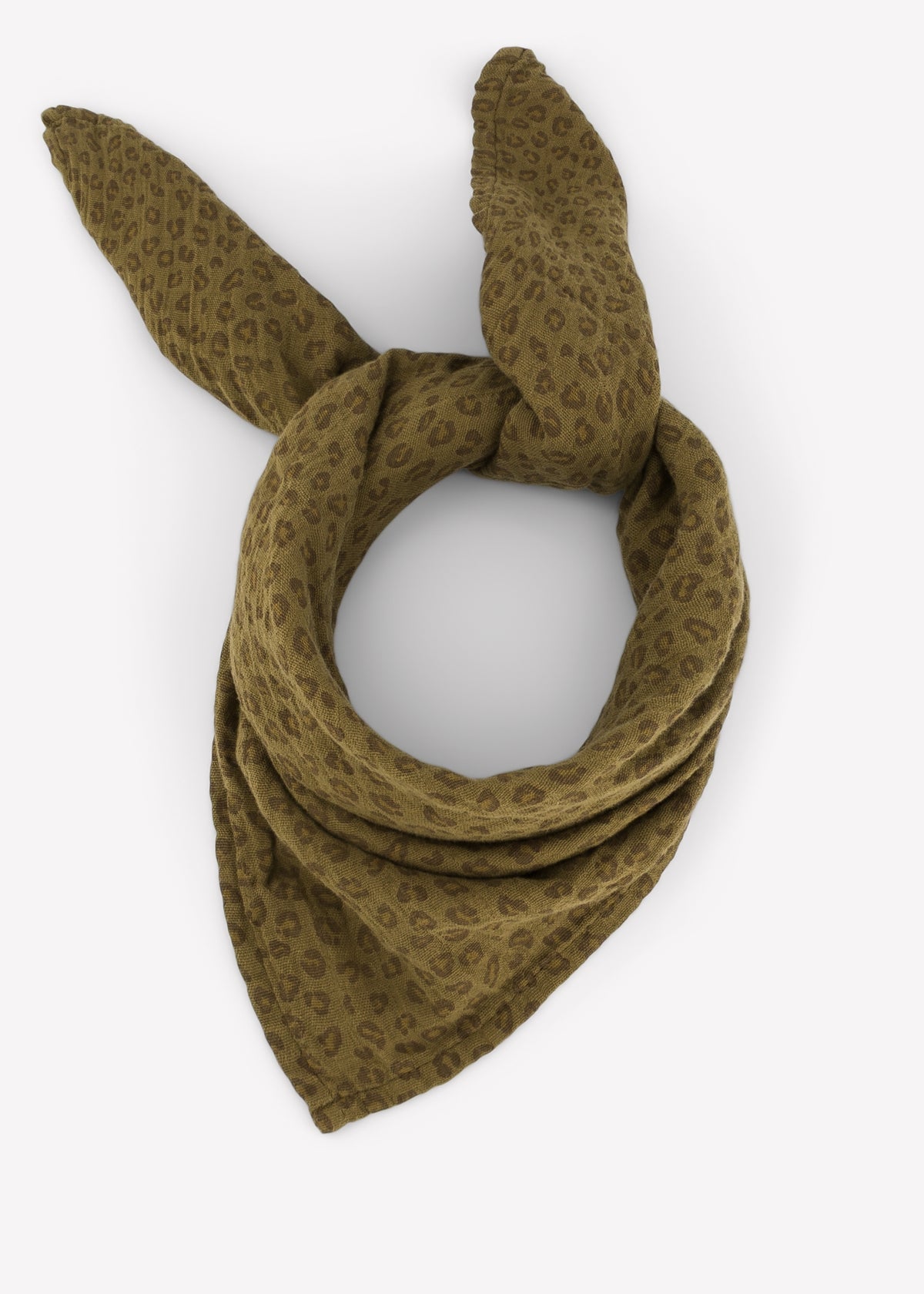 BIANCA Mini Leopard Olive Muslin Scarf